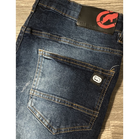 Other - Ecko Unltd Dark Wash Low Rise Men's Distressed Skinny Blue Jeans, Size 32x32